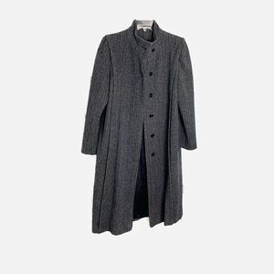 Vintage 80s Projections 100% Wool Long Grey Button Front Coat Women’s Size 4-6 S